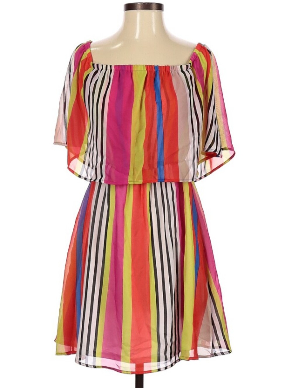 Palms Away Colorful Striped Dress Women's Size Small